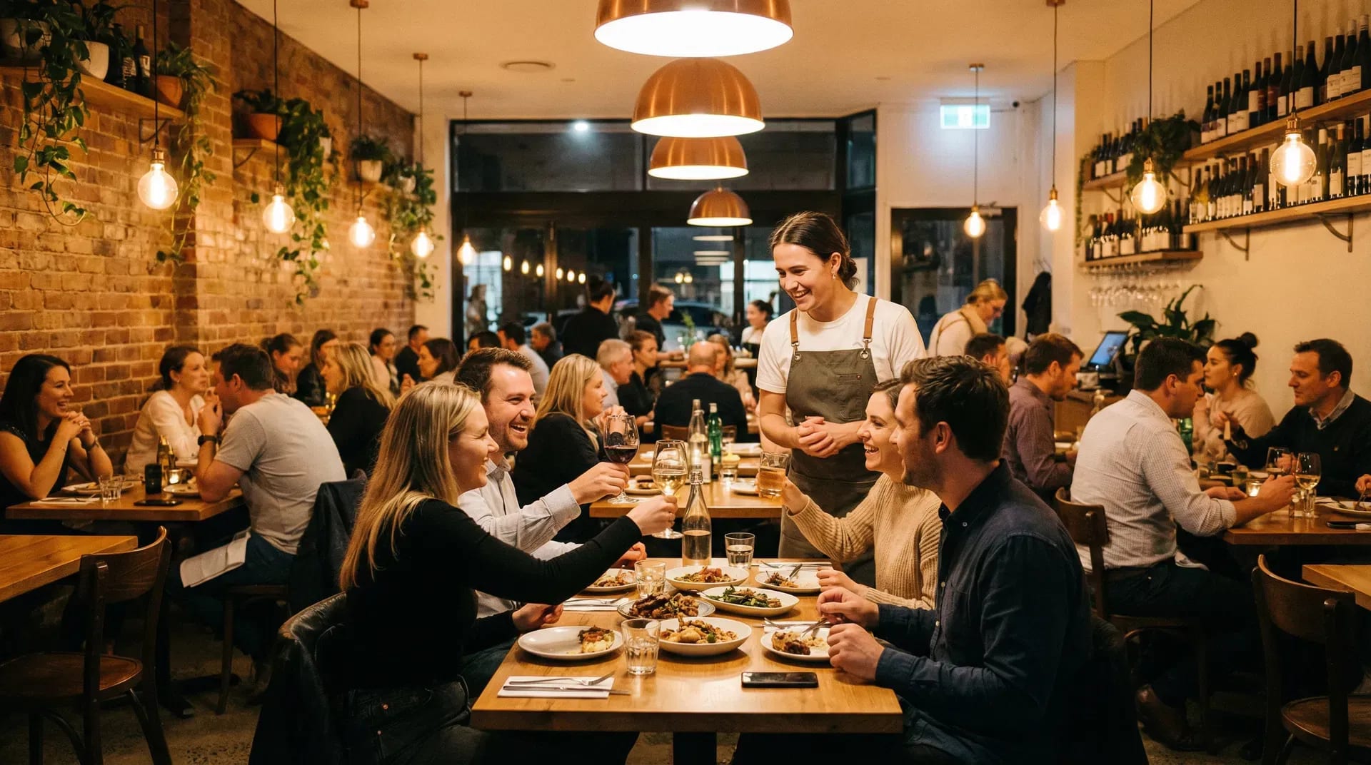 Satisfied customers in a lively venue